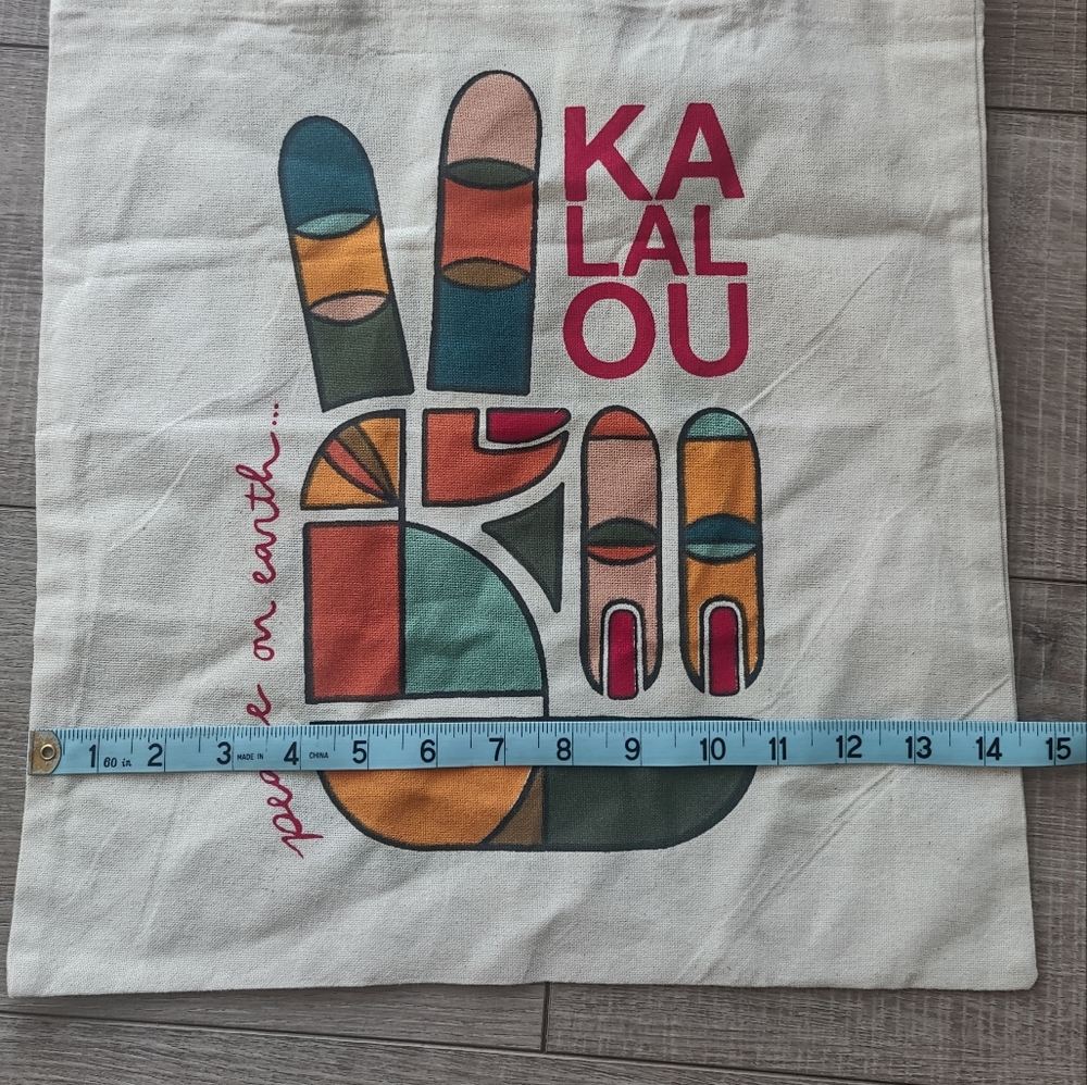 NWOT Kalalou Peace on Earth Canvas Tote Bag - Picture 3 of 4